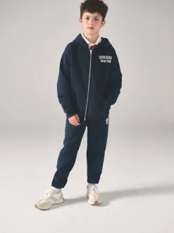 Superdry Navy White Sweat Top & Shorts Set