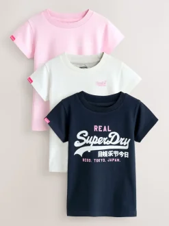 Superdry Navy/White T-Shirts 3 Pack