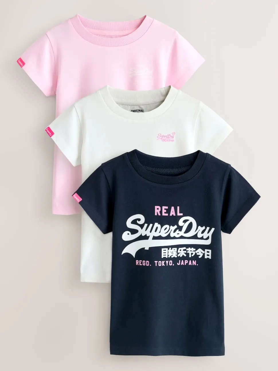 Superdry Navy/White T-Shirts 3 Pack