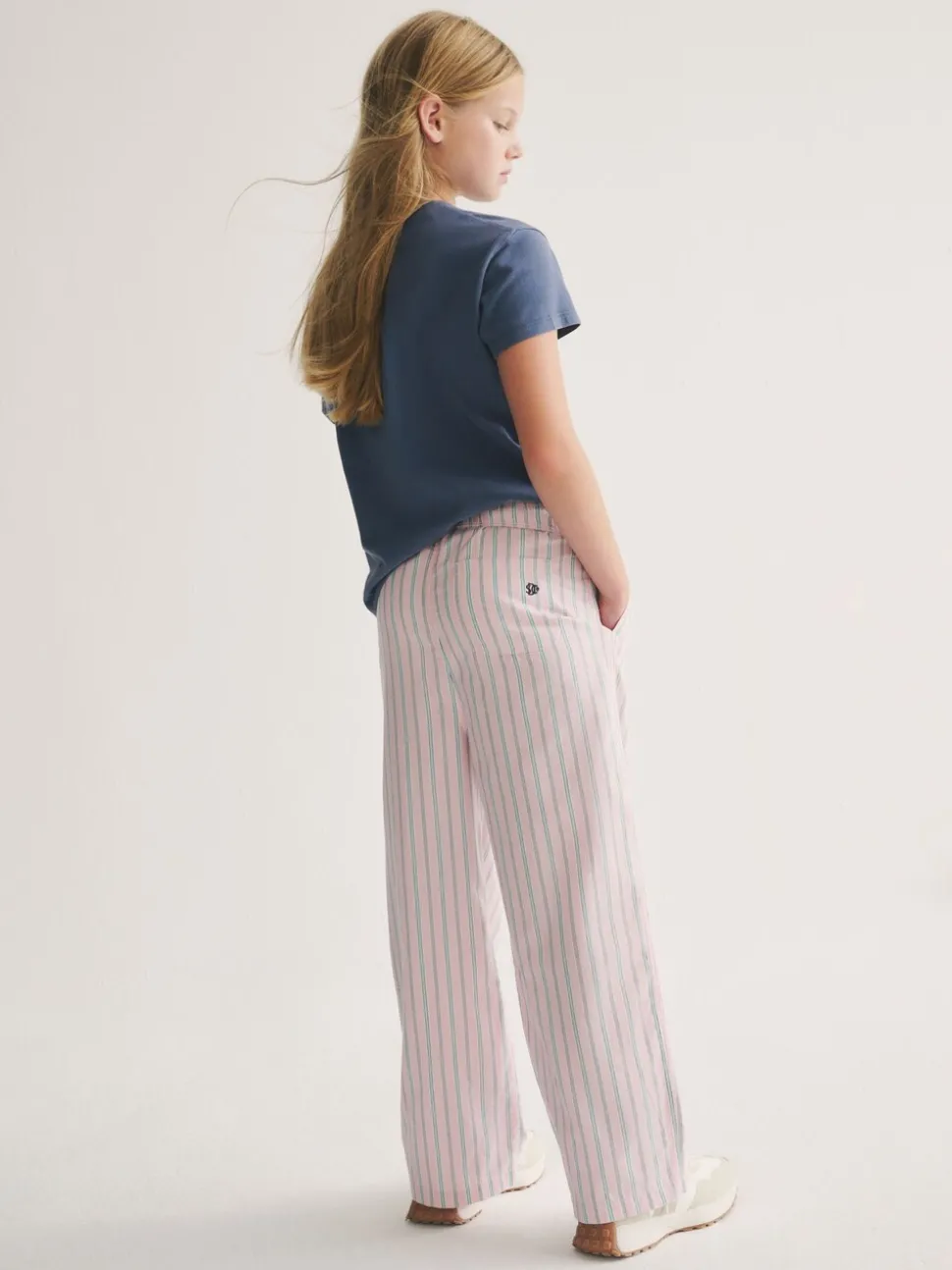 Superdry Pink/Blue T-Shirt and Stripe Trouser Set