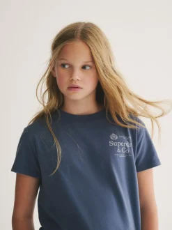 Superdry Pink/Blue T-Shirt and Stripe Trouser Set