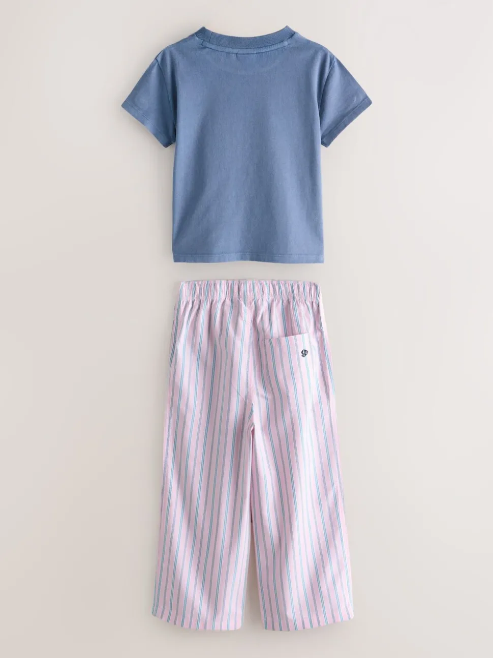 Superdry Pink/Blue T-Shirt and Stripe Trouser Set