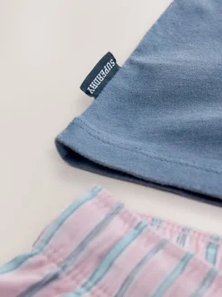 Superdry Pink/Blue T-Shirt and Stripe Trouser Set