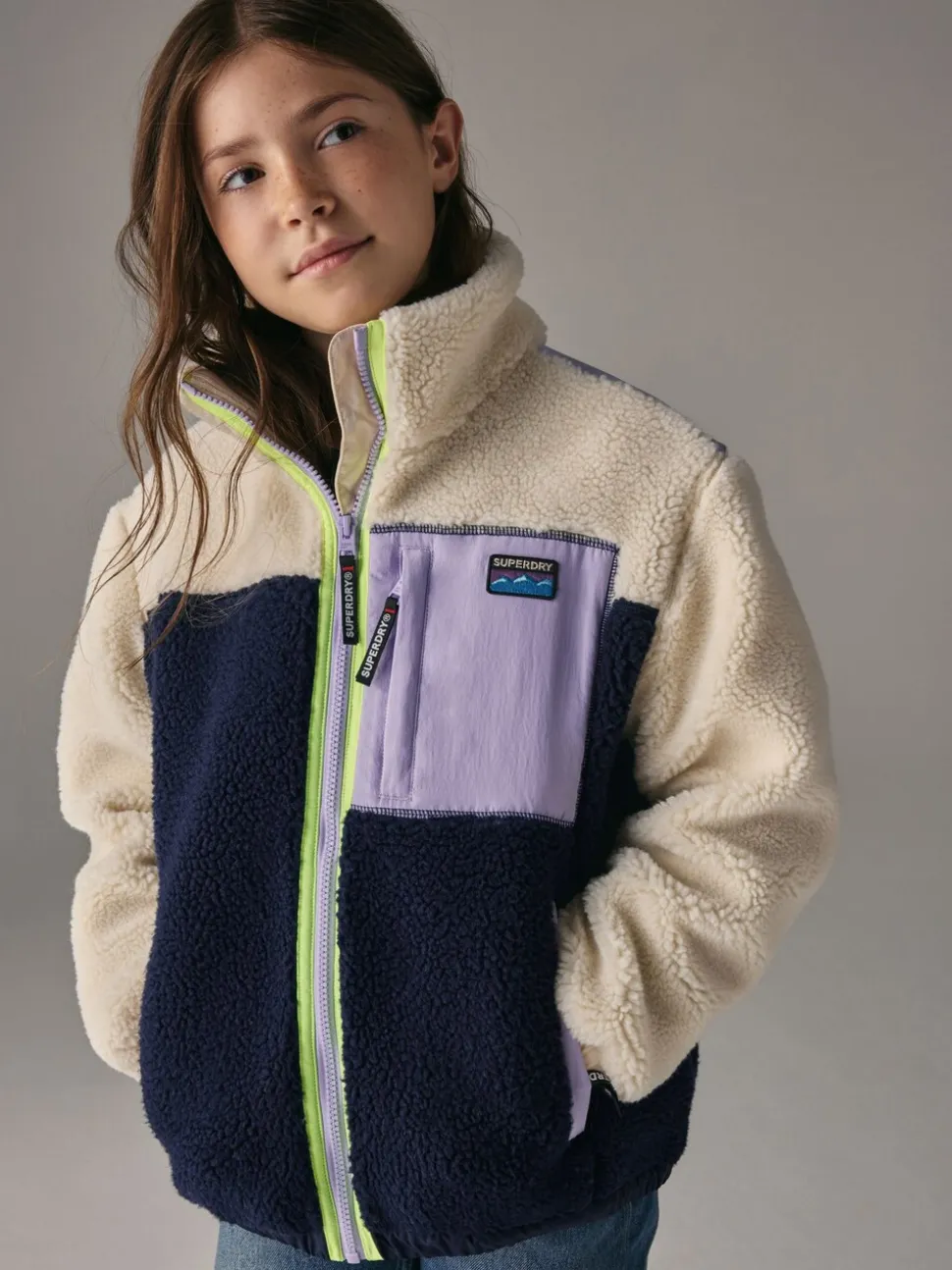 Superdry Purple Borg Zip Through Jacket
