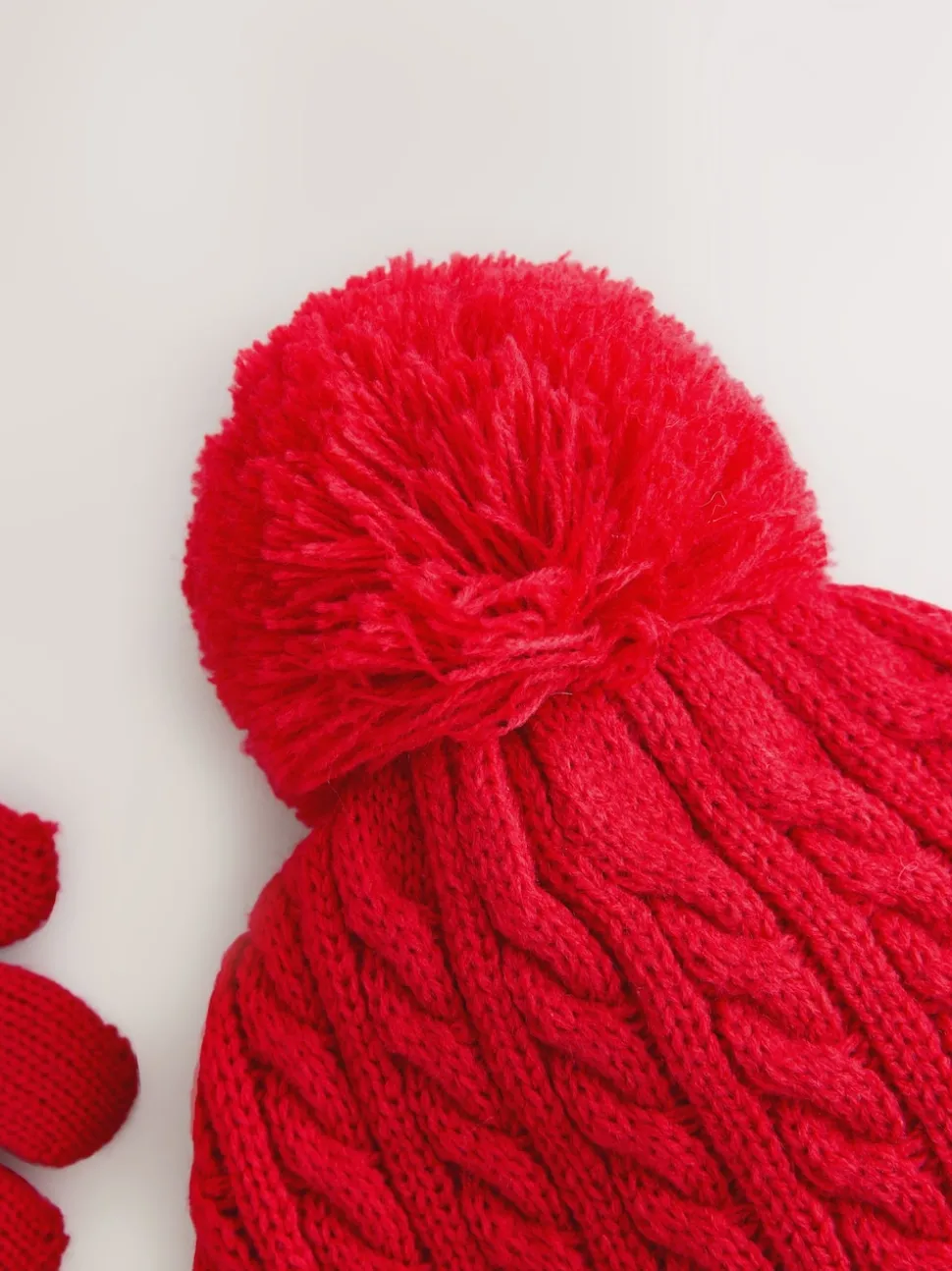 Superdry Red Pom Hat and Gloves Set