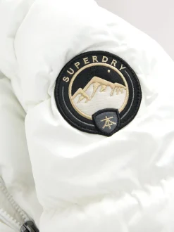 Superdry White Belted Puffer Coat