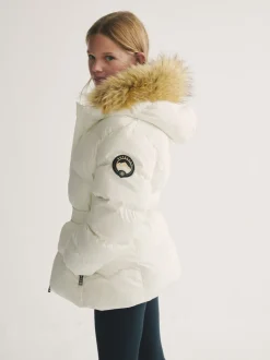 Superdry White Belted Puffer Coat