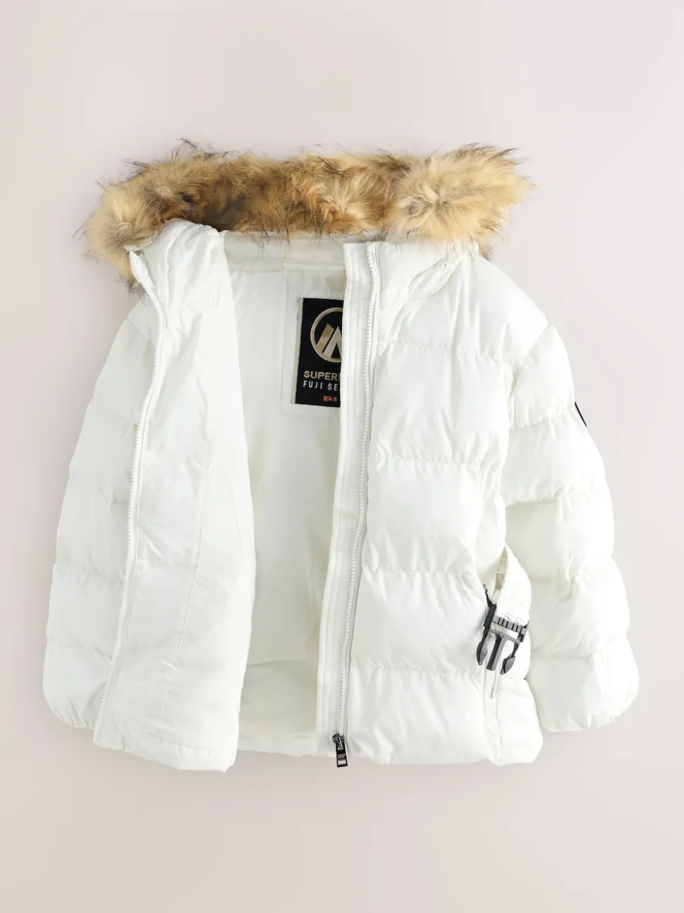 Superdry White Belted Puffer Coat