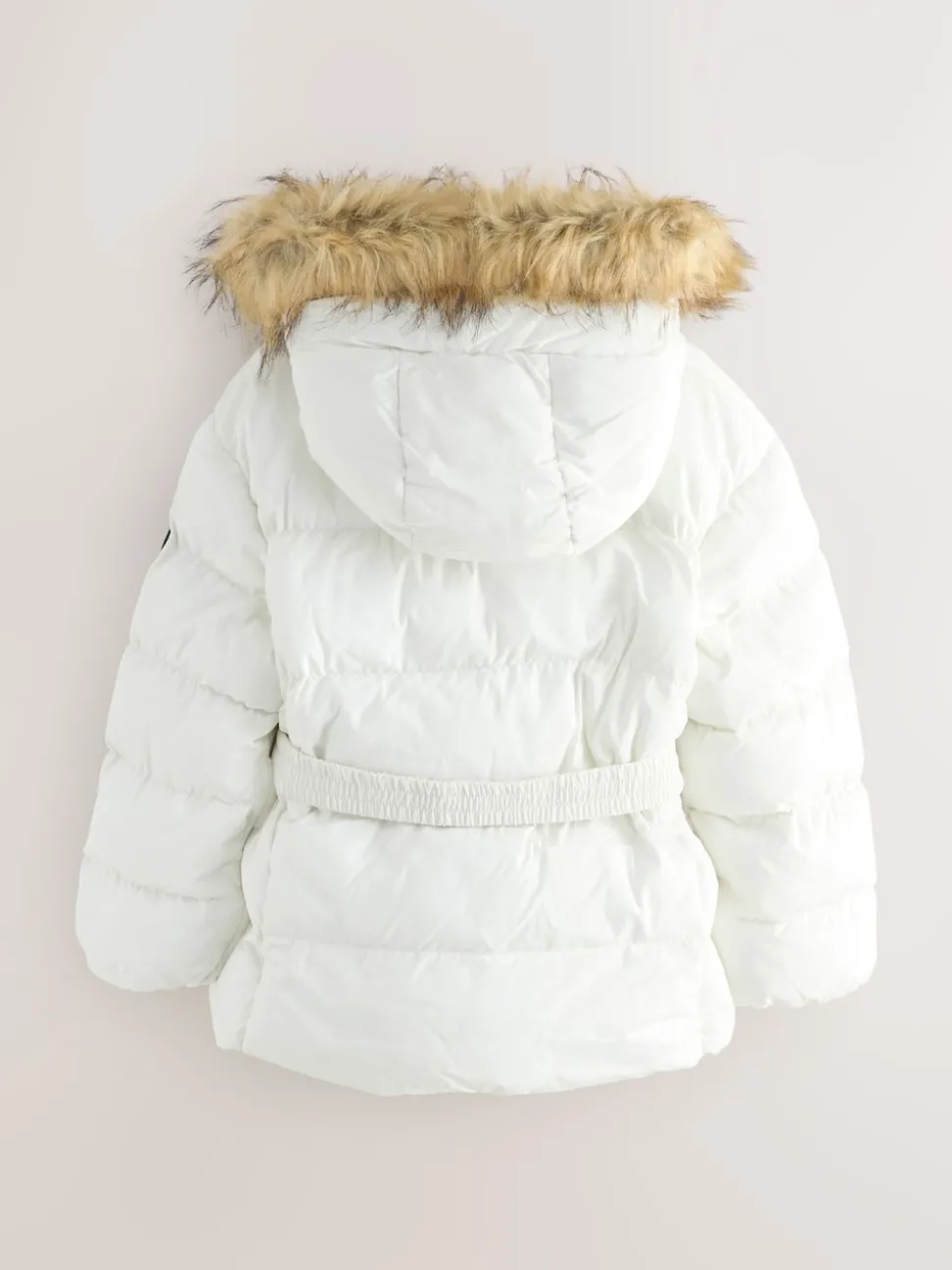 Superdry White Belted Puffer Coat