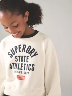 Superdry White Navy Sweat Top & Joggers Set