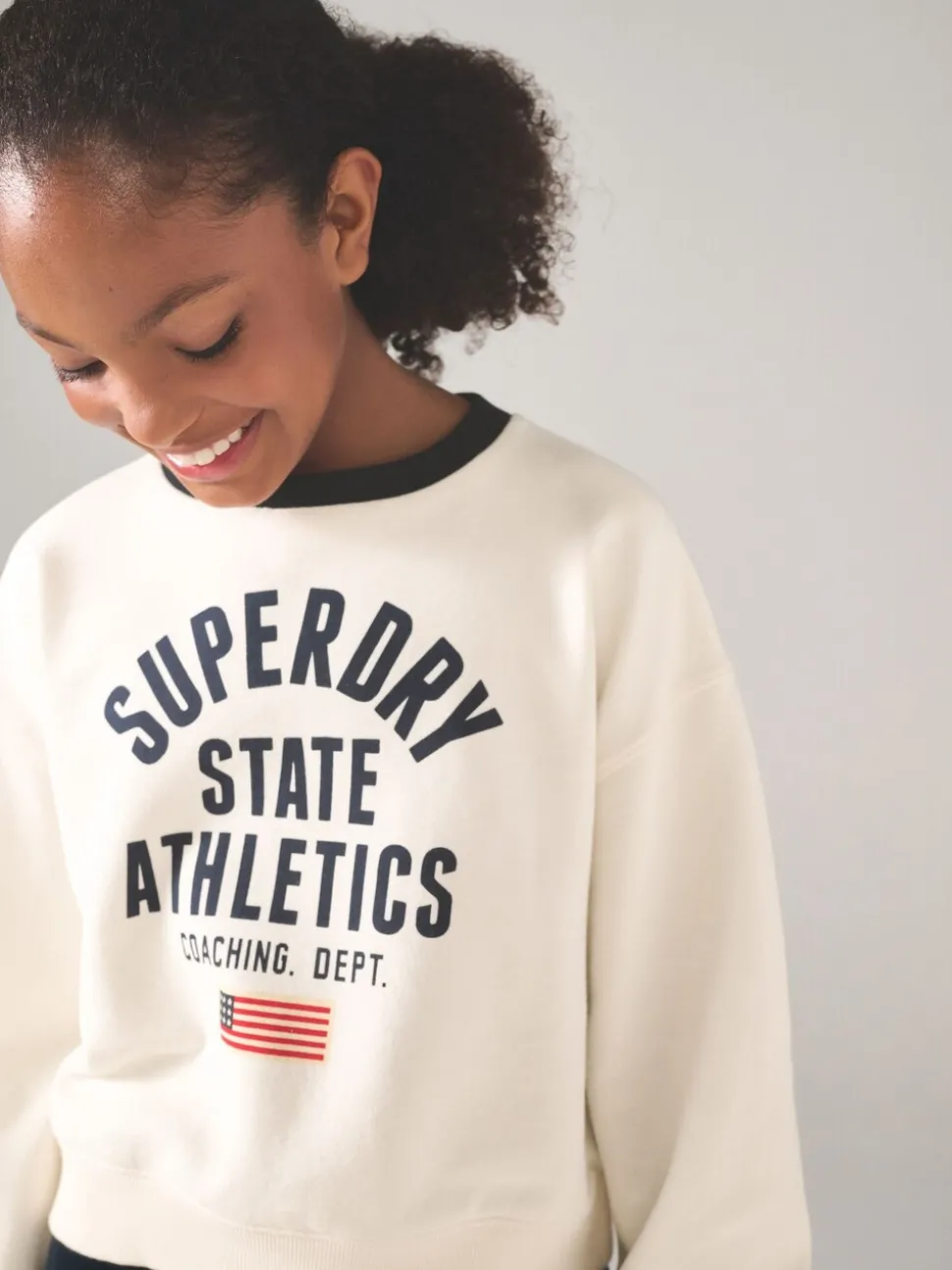Superdry White Navy Sweat Top & Joggers Set