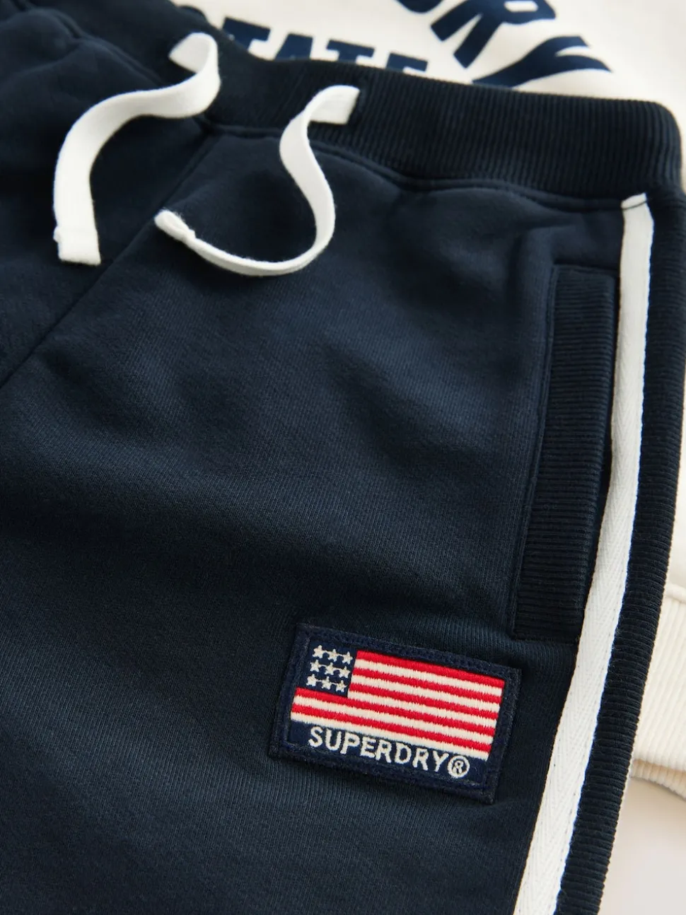 Superdry White Navy Sweat Top & Joggers Set