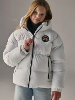 Superdry White Sports Puffer Coat