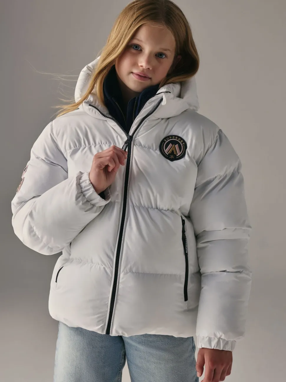 Superdry White Sports Puffer Coat