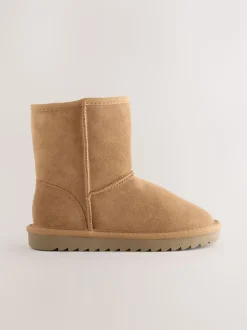Tan Brown Water Repellent Suede Pull On Boots