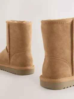 Tan Brown Water Repellent Suede Pull On Boots