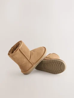 Tan Brown Water Repellent Suede Pull On Boots