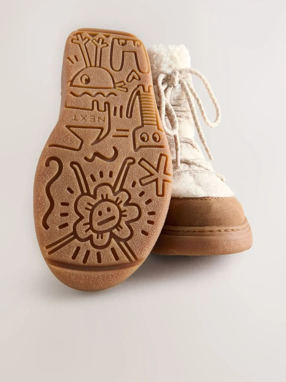 Tan Brown / Ecru Borg Water Resistant Boots