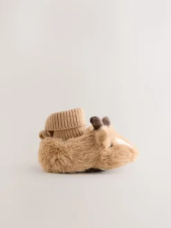 Tan Brown Hamish The Highland Cow Baby Sock Top Boots (0-18mths)