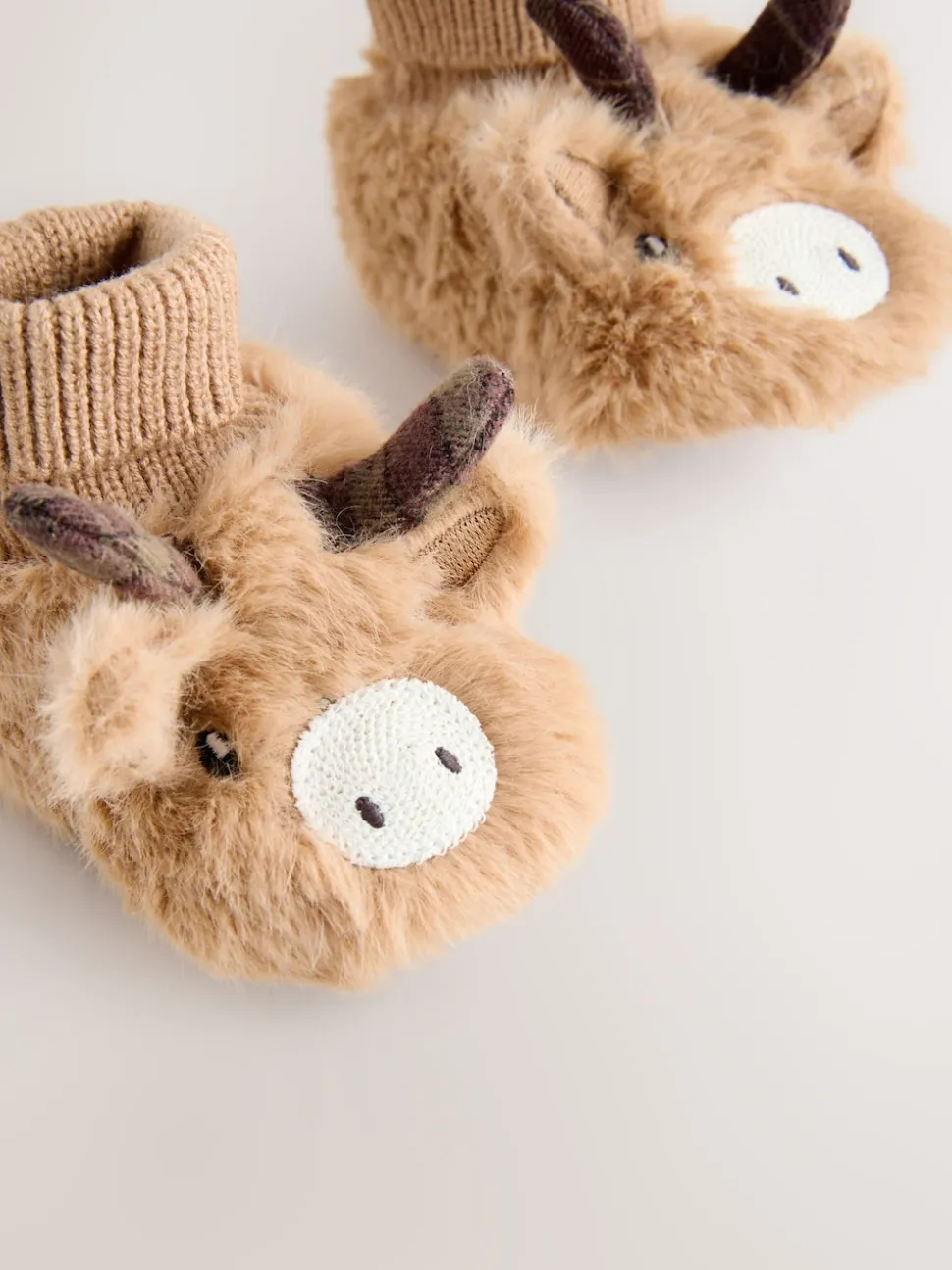 Tan Brown Hamish The Highland Cow Baby Sock Top Boots (0-18mths)