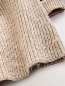 Tan Brown Knitted Stripe Jumper and Skirt Set (3-16yrs)