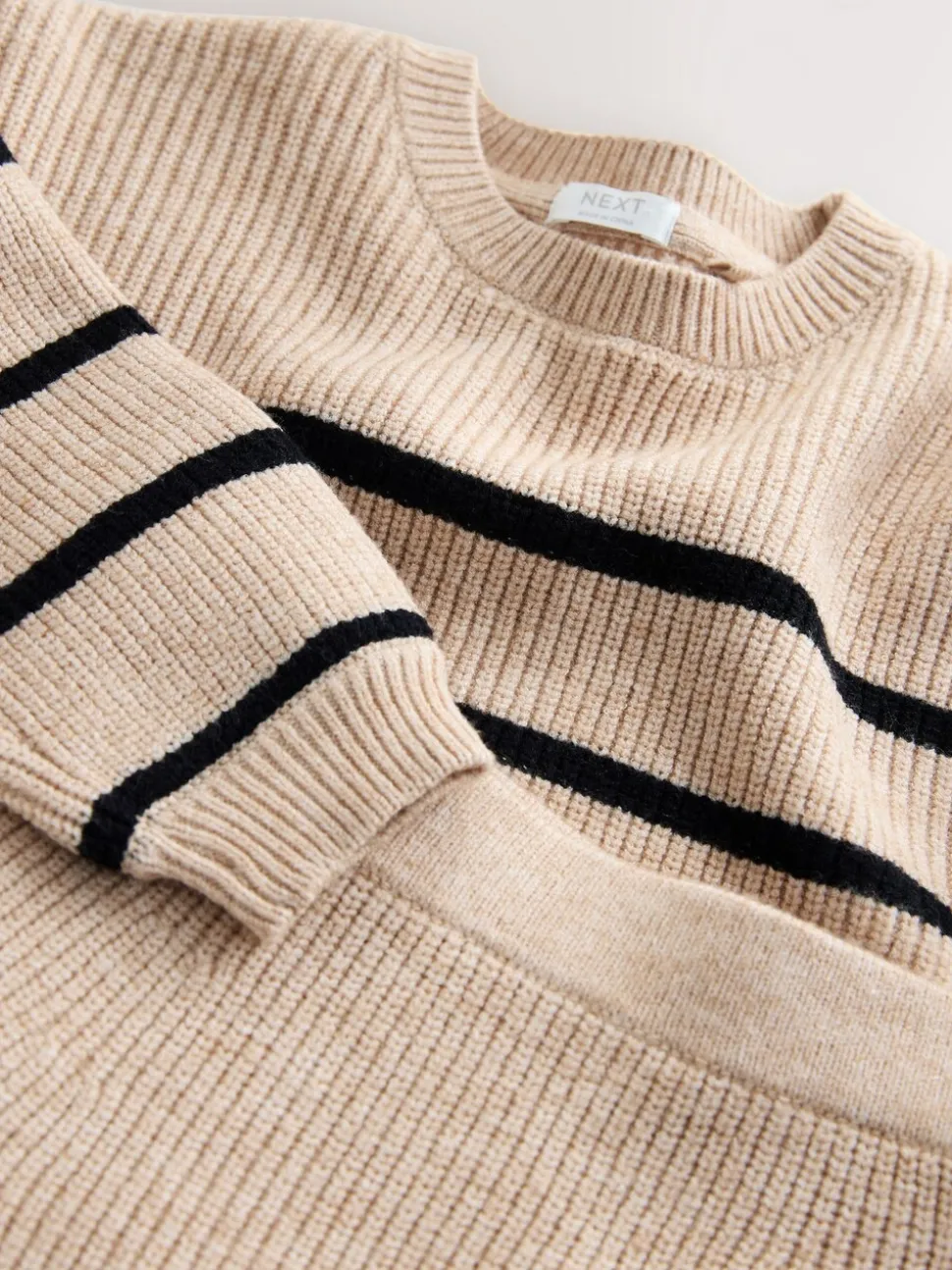 Tan Brown Knitted Stripe Jumper and Skirt Set (3-16yrs)