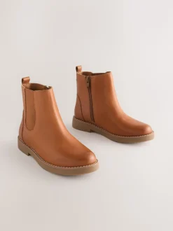 Tan Brown Leather Chelsea Boots