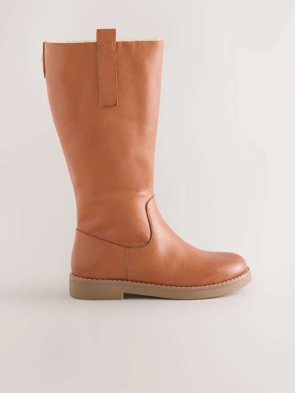 Tan Brown Leather Tall Boots