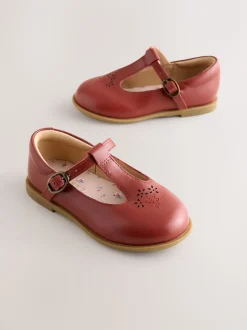Tan Brown Leather T-Bar Shoes