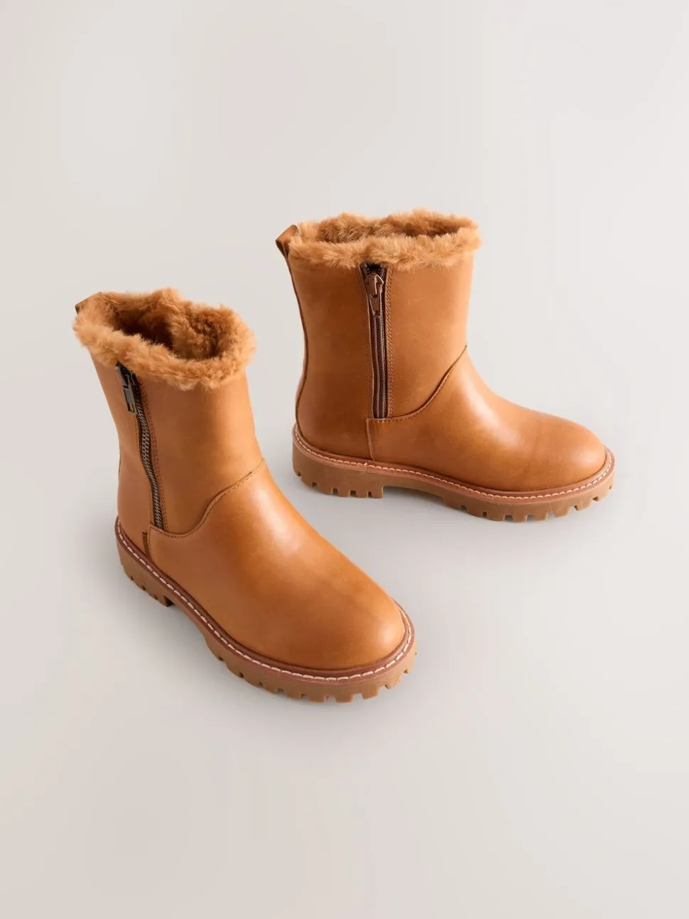 Tan Brown Leather Waterproof Boots