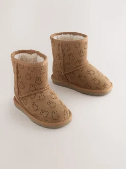 Tan Brown Miffy Tall Suede Pull-On Boots
