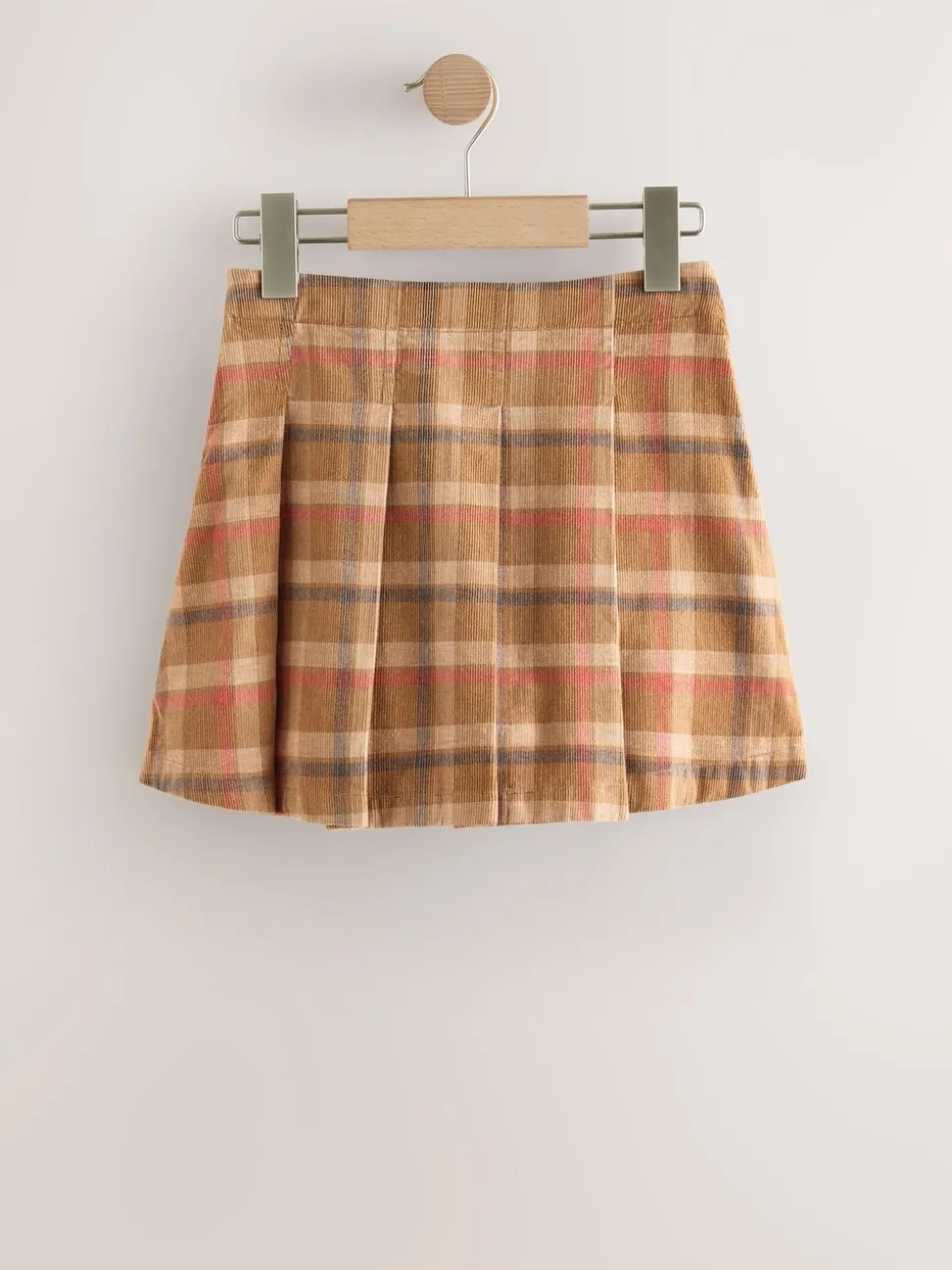 Tan Brown Pleated Check Skirt (3-16yrs)