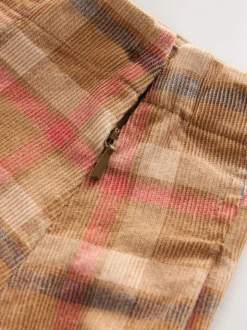 Tan Brown Pleated Check Skirt (3-16yrs)