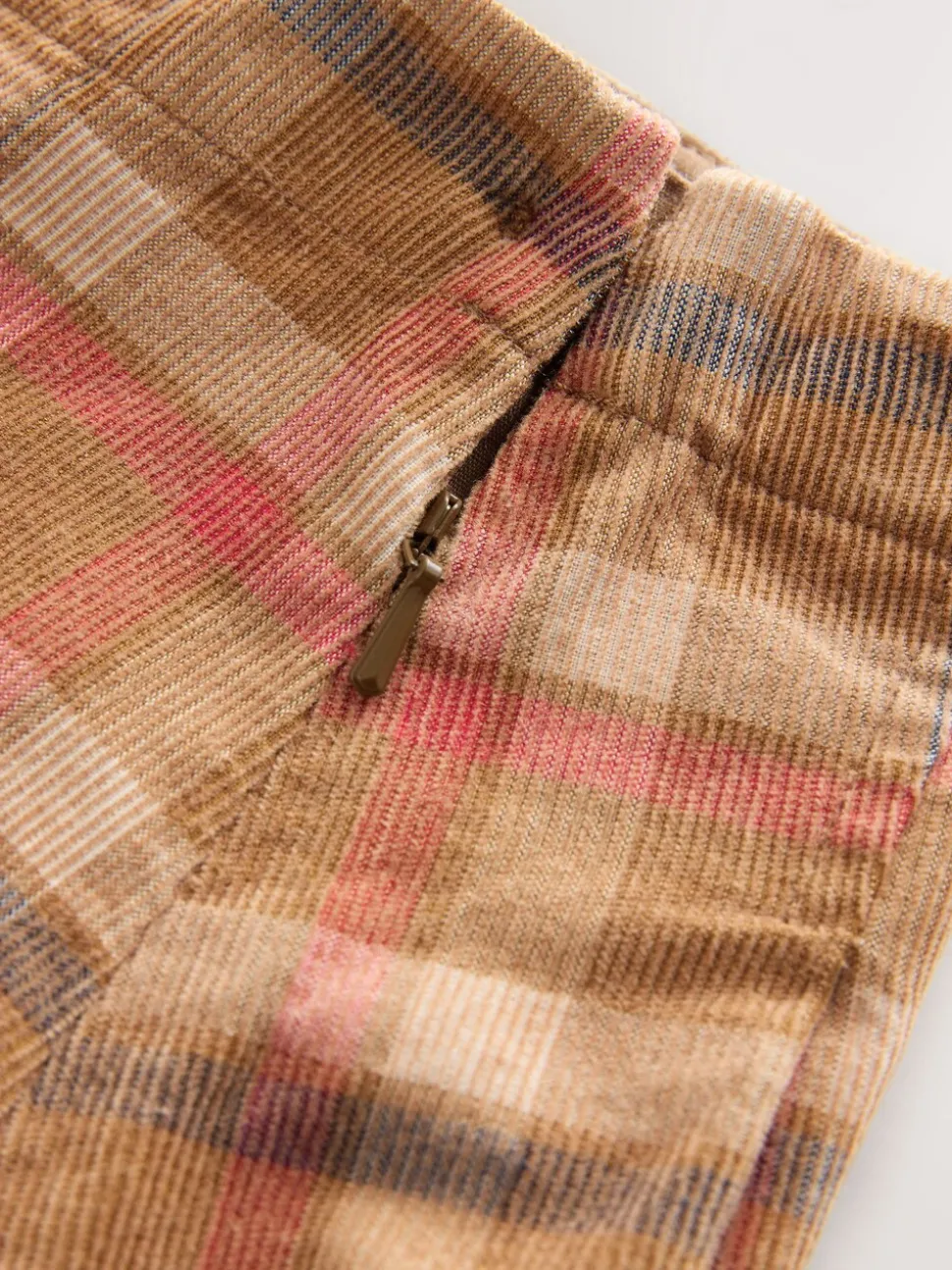 Tan Brown Pleated Check Skirt (3-16yrs)