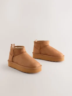 Tan Brown Slipper Ankle Boots
