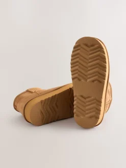 Tan Brown Slipper Ankle Boots