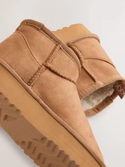 Tan Brown Slipper Ankle Boots