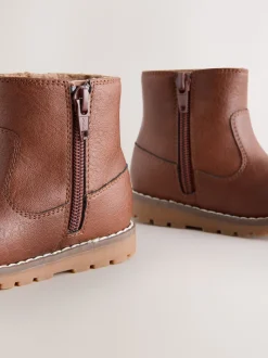 Tan Brown Standard Fit (F) Chelsea Zip Tassel Ankle Boots
