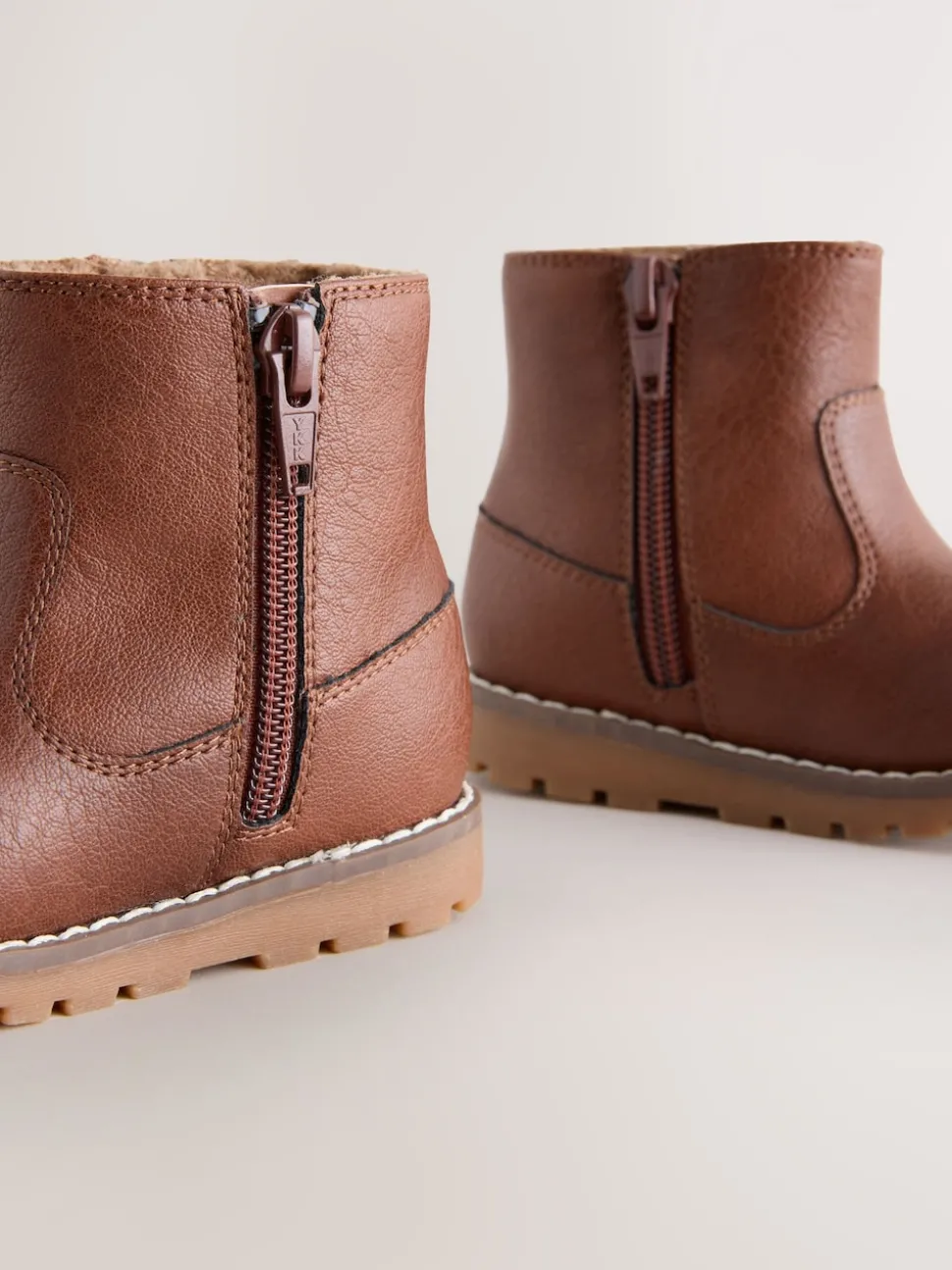 Tan Brown Standard Fit (F) Chelsea Zip Tassel Ankle Boots