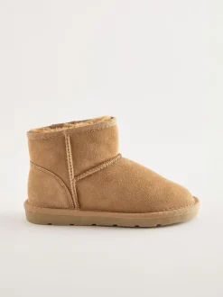 Tan Brown Standard Fit (F) Water Repellent Suede Short Pull-On Boots