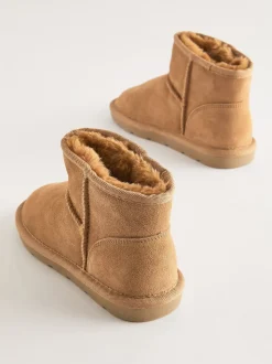 Tan Brown Standard Fit (F) Water Repellent Suede Short Pull-On Boots