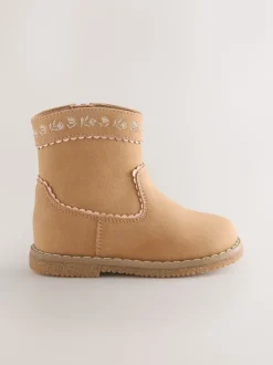 Tan Brown Standard Fit (F) Western Ankle Boots