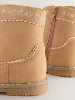 Tan Brown Standard Fit (F) Western Ankle Boots