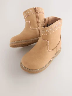 Tan Brown Standard Fit (F) Western Ankle Boots