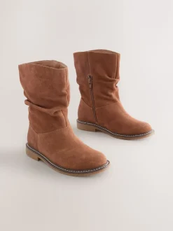 Tan Brown Suede Water Repellent Slouch Boots