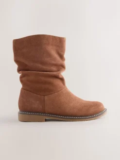 Tan Brown Suede Water Repellent Slouch Boots