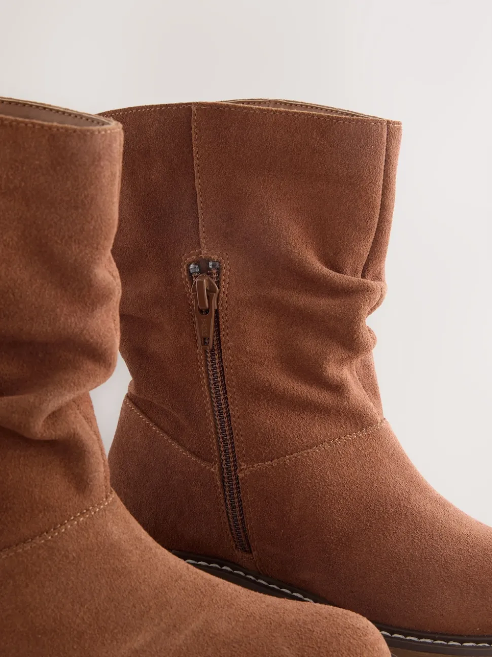 Tan Brown Suede Water Repellent Slouch Boots