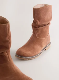 Tan Brown Suede Water Repellent Slouch Boots