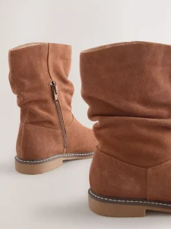 Tan Brown Suede Water Repellent Slouch Boots