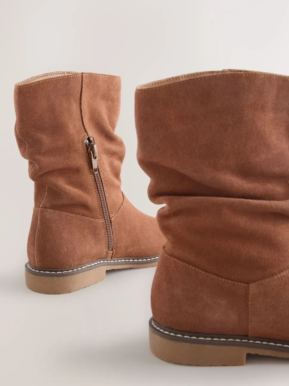 Tan Brown Suede Water Repellent Slouch Boots